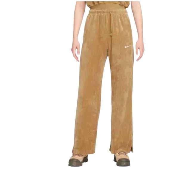 Nike Women’s Velour Corduroy Wide Leg Pants Driftwood Brown Nwt Plus Size 2X - Picture 4 of 9